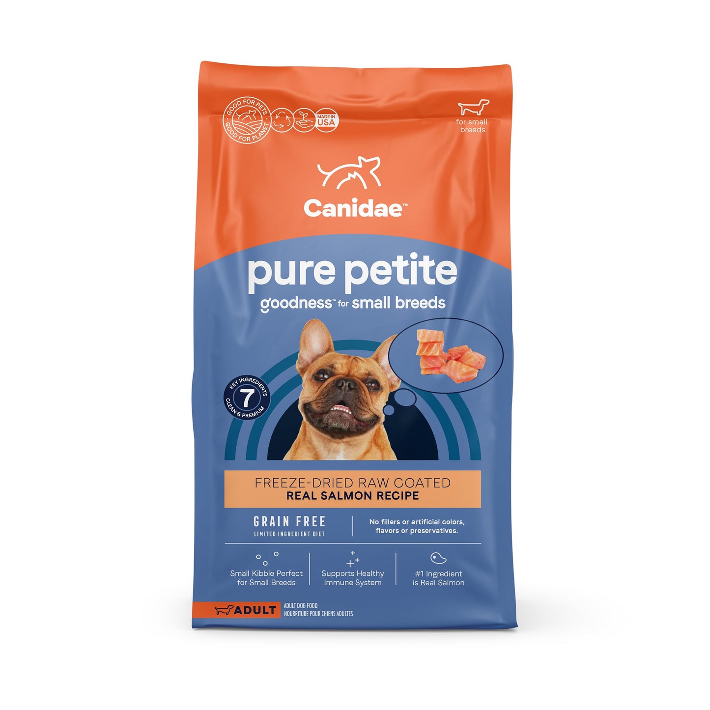 Canidae Pure Petite Premium Freeze-Dried Raw Coated Dog Food for Small Breeds, Real Salmon Recipe, 4 lbs, Grain Free