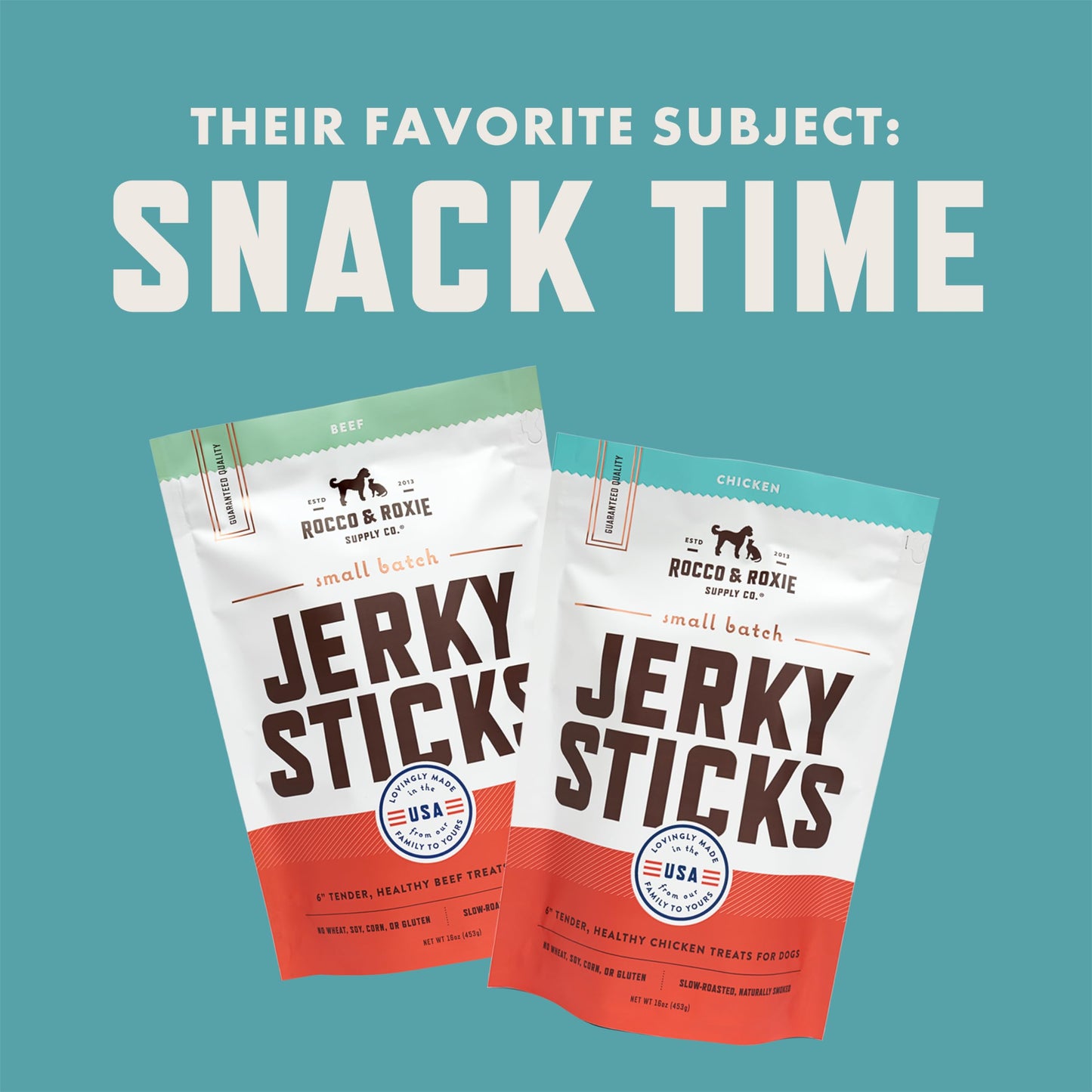 Rocco & Roxie Beef Jerky Dog Treats 1 lb | Soft Training Snacks Made in USA | High Value Treat for Small Dogs, Large Breeds, Seniors, and Puppies | Natural Jerky Chews for Rewarding Good Behavior