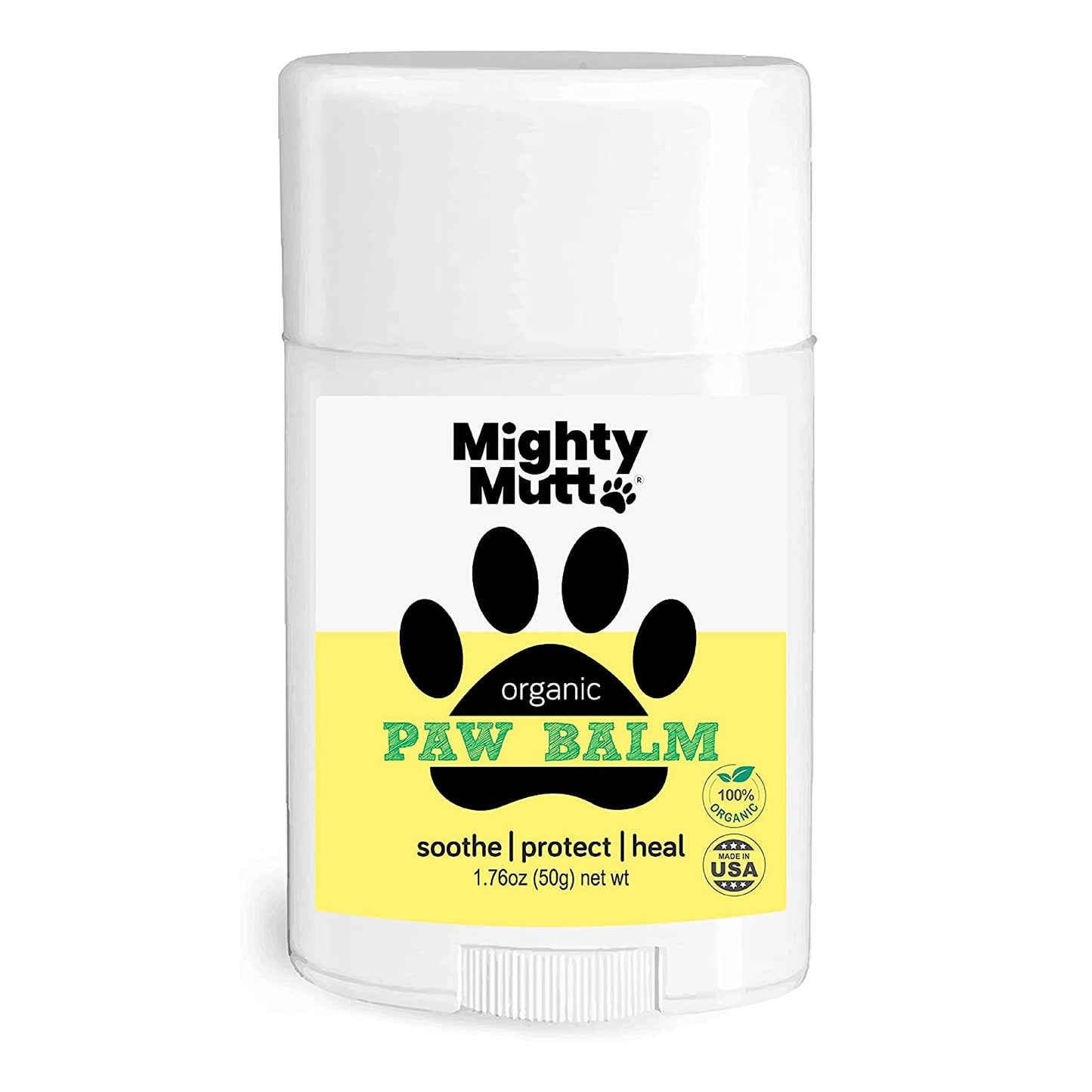 Mighty Mutt Organic Dog Paw Balm – Easy to Use, Moisturizing & Soothing Dog Pad Paw Balm | Softens Cracked & Dry Paws | Natural, Pet Friendly, Hypoallergenic Paw Balm Dogs – Unscented | 1.76 oz