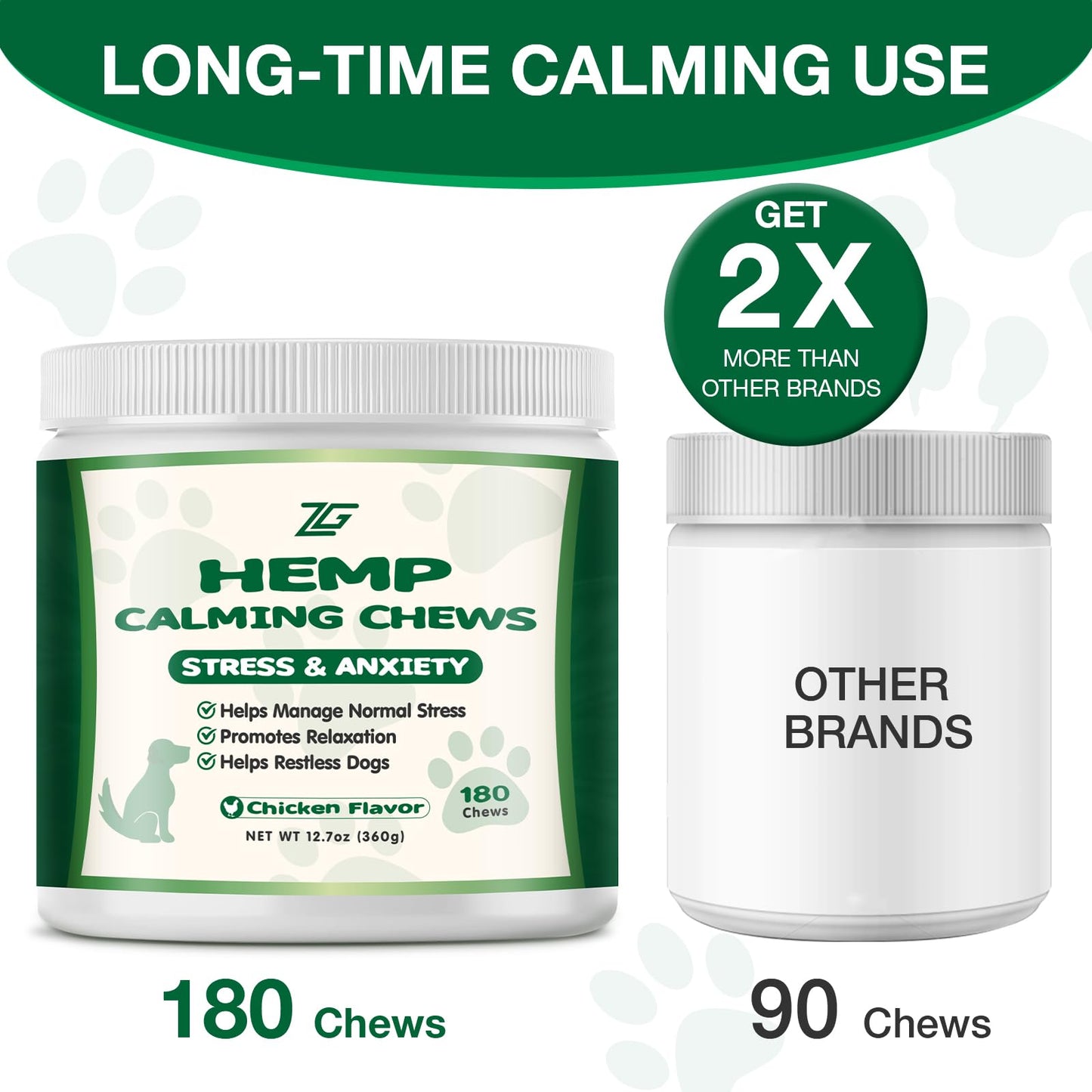 Calming Chews for Dogs - Advanced Hemp Dog Calming Treats Help with Dog Anxiety Relief, Separation, Stress, Barking, Fireworks, Composure - Natural Pet Supplements for Health & Wellness 180 Soft Chews