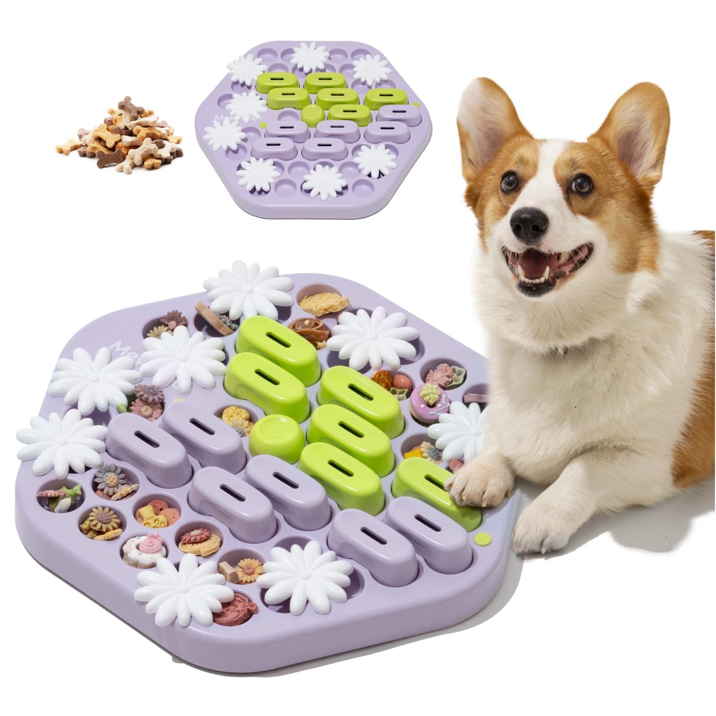 MEWOOFUN Dog Puzzle Toy for Smart Dogs, Level 3 Enrichment Toys for Pets IQ Training, Cat Slow Feeder Interactive Toys Cat Treat Puzzle for All Breeds (Two-Color Feeder)