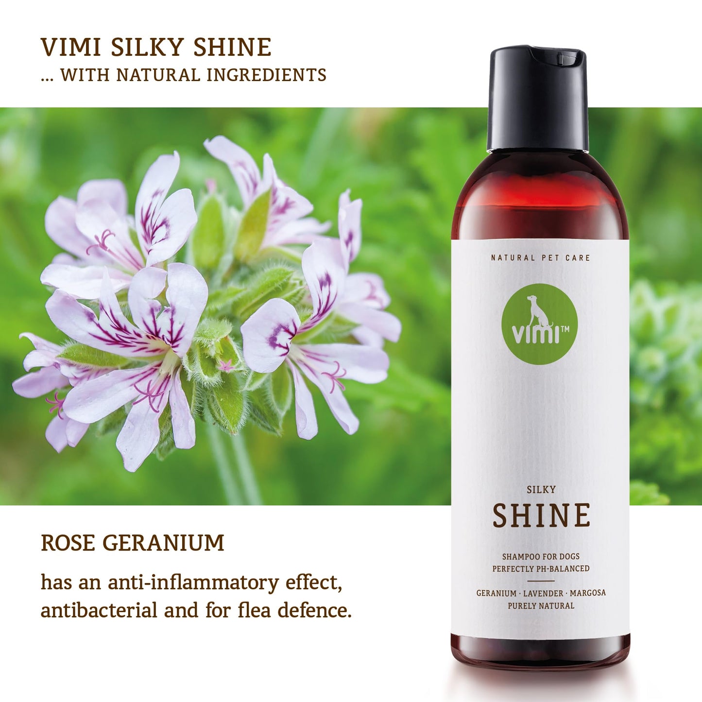 animaux vimi – Silky Shine Dog Shampoo for Sensitive Skin - Relief for Dry, Itchy Skin - Provides Extra Shine - Purely Natural Ingredients - Lavender - Perfectly PH-Balanced - Pet Care - 8.45 fl oz