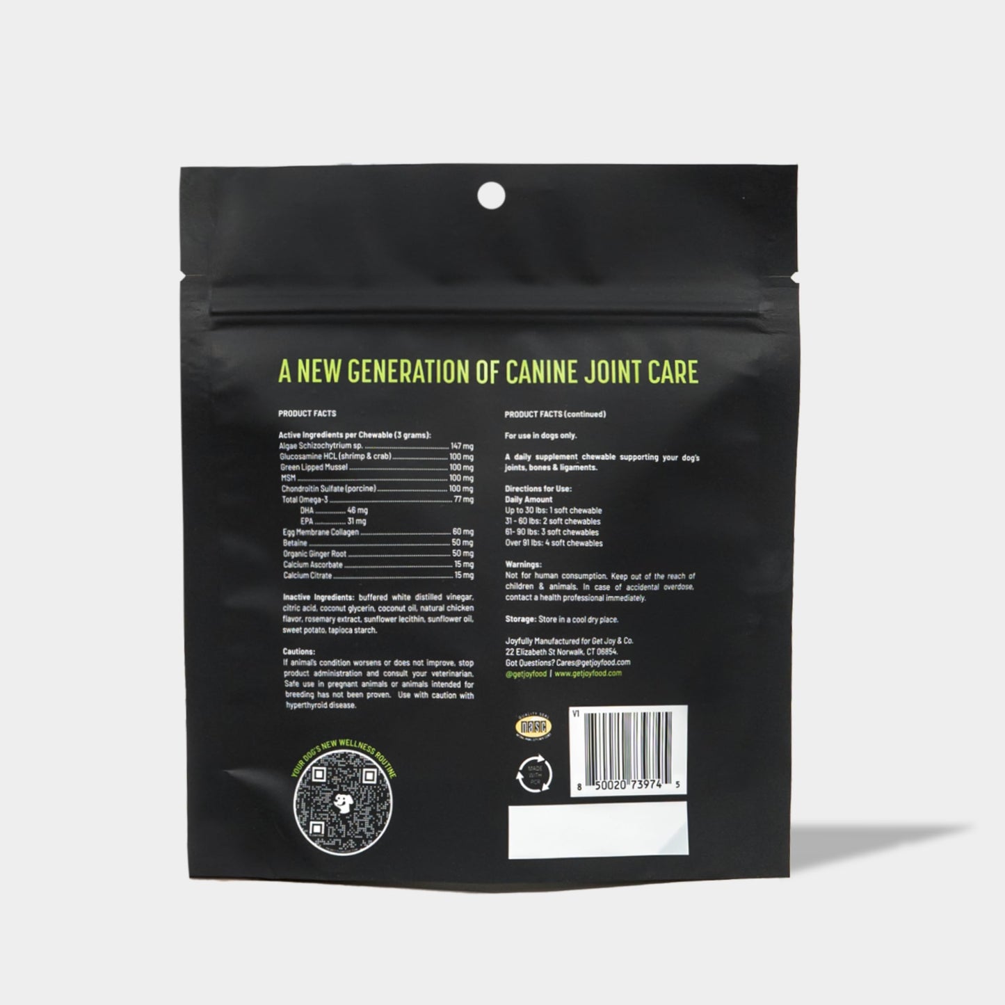 Get Joy Joint+ Hip & Joint Care Dog Supplement, 90 Soft Chews, Chicken Flavor – Supports Mobility with Green-Lipped Mussels, PhD Animal Nutritionist Formulated, Made in The USA.