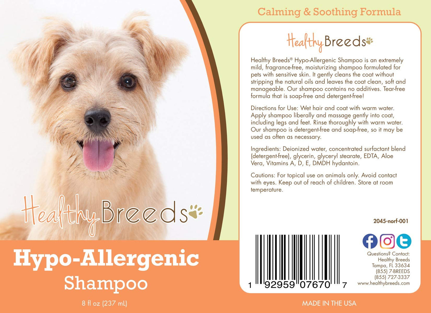 Healthy Breeds Norfolk Terrier Hypo-Allergenic Shampoo 8 oz