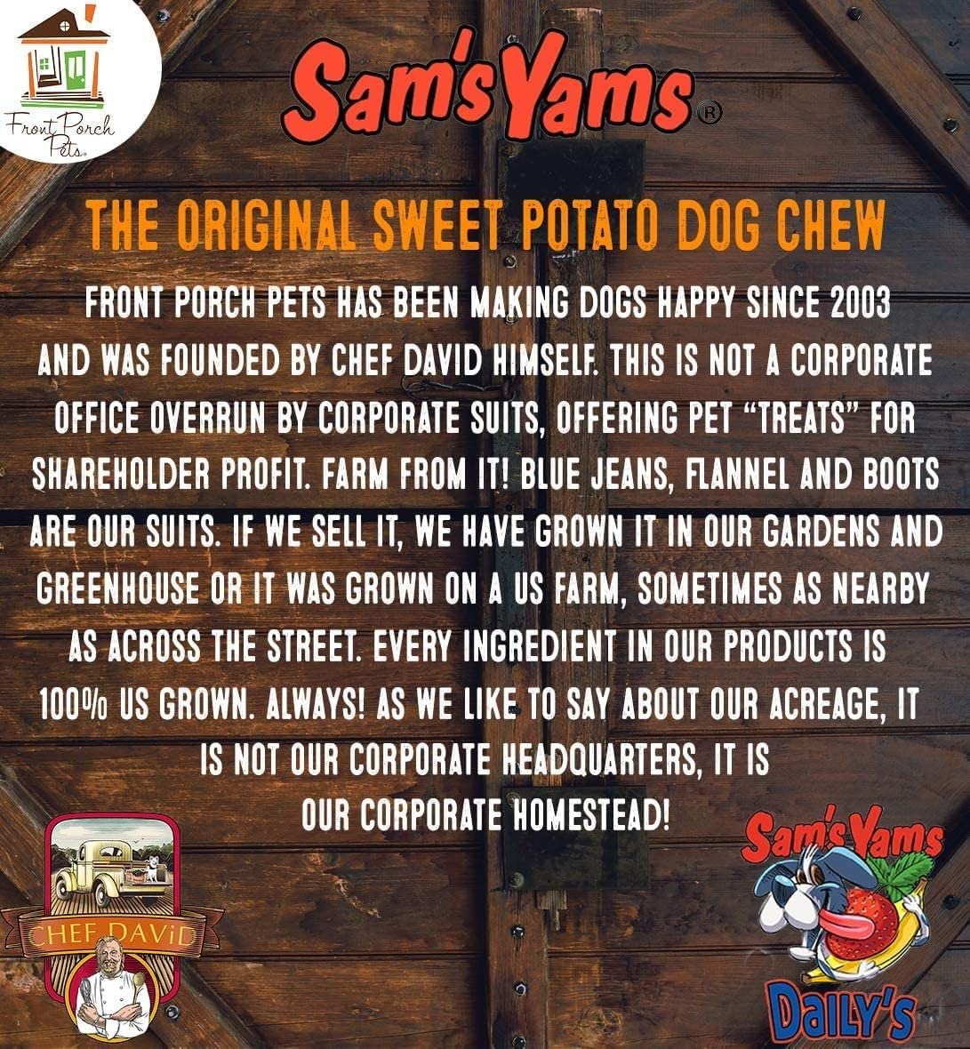 Sams Yams Sweet Potato Dog Treats, Healthy Dog Treats for Large Dogs - Sweet Potato Dog Treats Made in USA, High Fiber, Vegan Dental Chews - Big Boyz, Sweet Potato Dog Chewz, 15oz (Pack of 6)