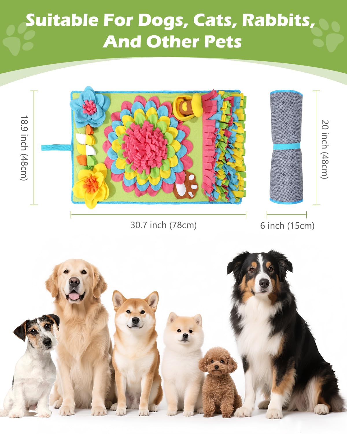 KeeKit Snuffle Mat for Dogs, 30.7x18.9 Inch Large Slow Feeder Mat, Mental Stimulation & Scent Training Toy, Washable Non-Slip Pet Feeding Mat for Boredom Relief, Encourages Foraging Skills