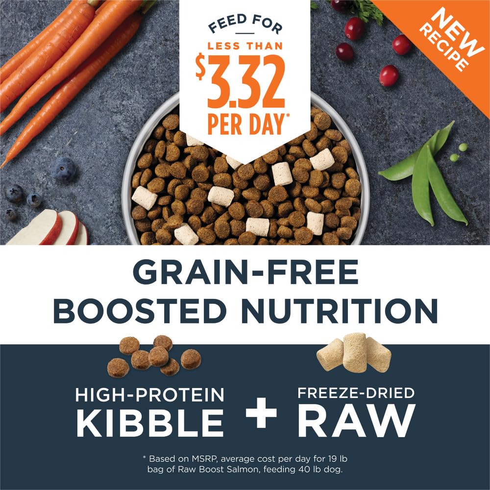 Instinct Raw Boost, Natural Dry Dog Food with Freeze Dried Pieces, High Protein, Grain Free Recipe - Real Salmon, 19 lb. Bag