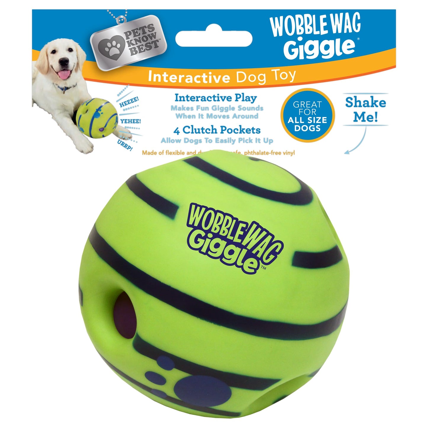 Wobble Wag Giggle Ball | Rolling Enrichment Toy for Fun Playtime, Interactive Play for Indoor or Outdoor, Keeps Dogs & Puppies Large, Medium or Small Busy & Moving, As Seen on TV | Pack of 1
