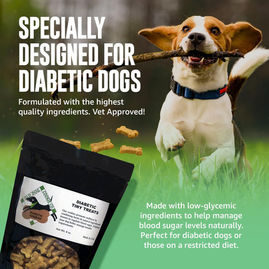 Old Dog Cookie Company Tiny Diabetic Dog Treats | All Natural, 2 Calorie, Vet Approved Pet Snacks | Top Treat for Dogs | Healthy Chews for Large, Medium & Small Breeds | 8 oz