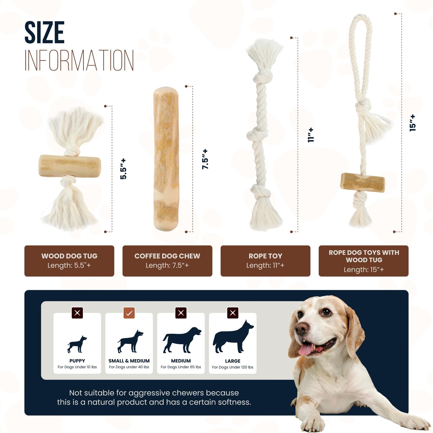 GOWGOW 4 Pack Real Coffee Wood Stick for Dogs 15-40 lbs, Puppy Teething Toys, 100% Natural Puppy Wood Chew Toys, Stress Relief - Woodden Bones for Dogs - Natural Rope Toys
