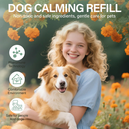 Dog Calming Pheromones Diffuser 6 in 1 Appeasing Relaxing Diffuser with Timing Function Pet Kit (3 Plug in +3 Refill 48ml) for Anxiety Relief Reduce Aggression Barking Fighting Stress (Tasteless)