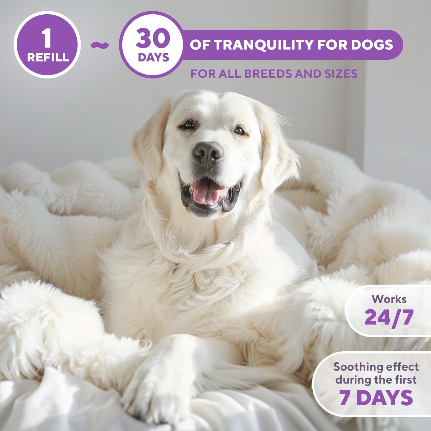 Calming Diffuser Kit for Dogs & Puppy - Pet Separation Anxiety Relief & Calm Pheromones Plug - Anti Stress Treatment Help with Fireworks, Aggression, Fighting & Other Problematic Behaviors