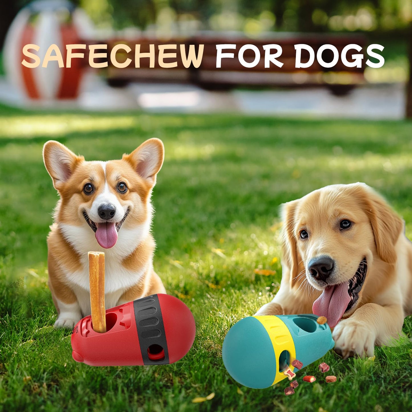 SafeChew 2 in 1 Treat Dispensing with Yak Chew Holder for Dogs – Dog Brain Stimulation Enrichment Puzzle Toy for Active Puppies, Bully Stick Holder for Super Chewers