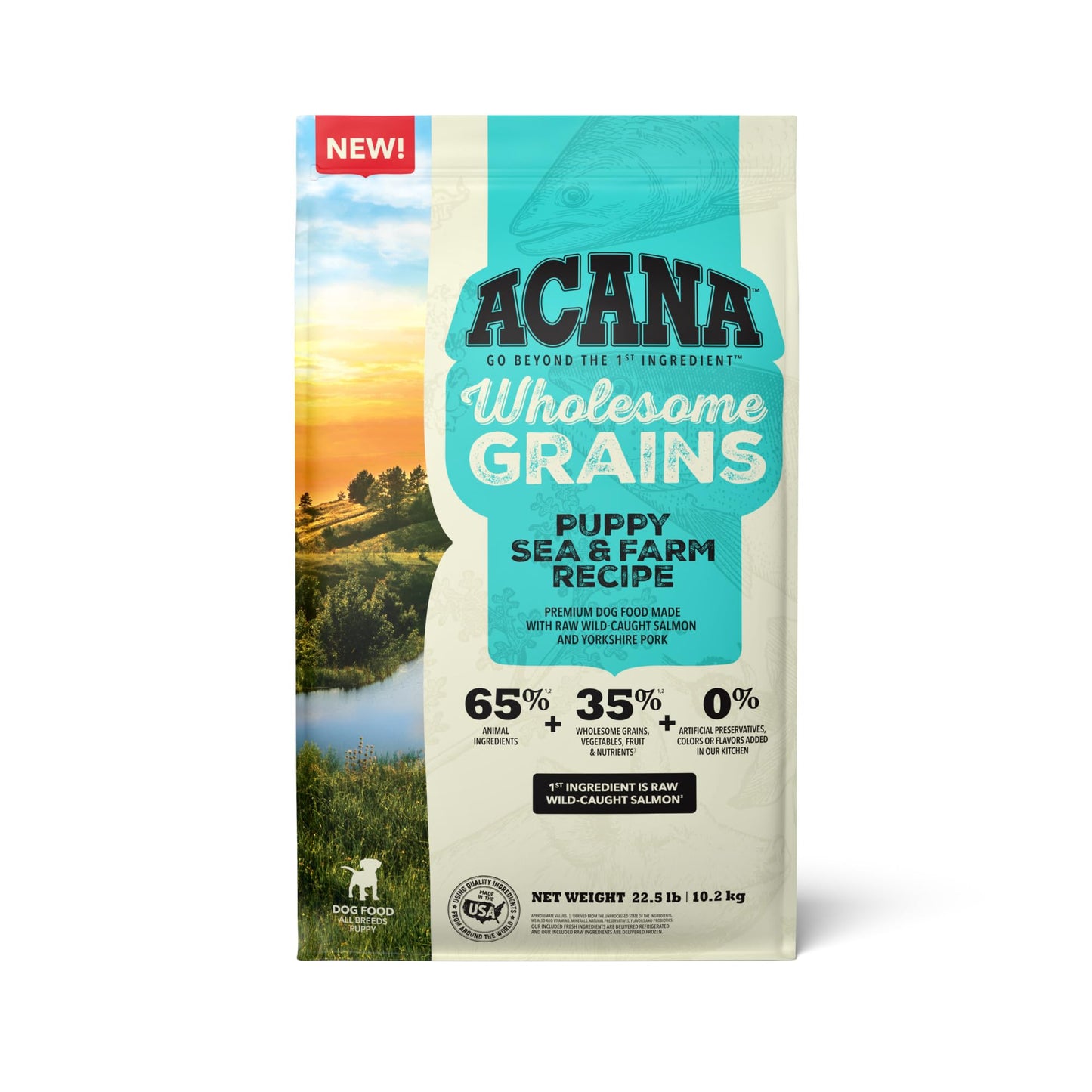 ACANA Wholesome Grains Dry Dog Food Puppy Sea & Farm Recipe 22.5lb Bag