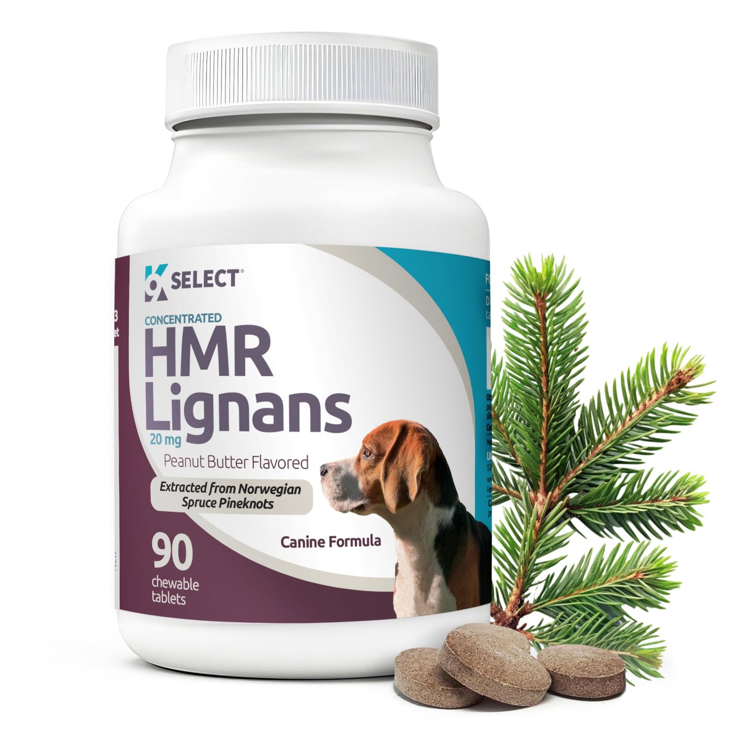 K9 Select Wellness Bundle for Dogs: Peanut Butter Flavored HMR Lignans (20mg, 90 Tablets) & Beef Flavored Melatonin (6mg, 90 Chewable Tablets) - Holistic Health Assistance - Small to Large Breeds
