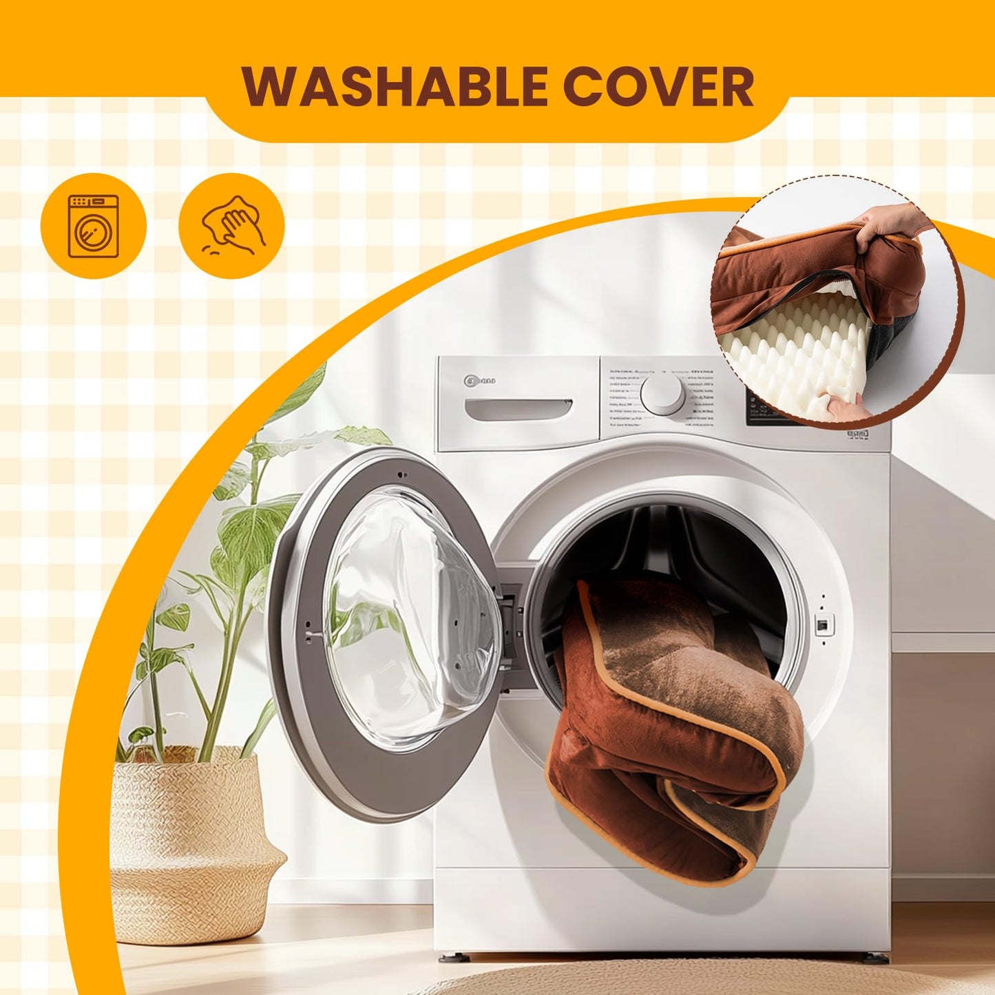 DUMOS Orthopedic Memory Foam Dog Bed with Bolster–Washable Cover, Waterproof Liner & Non-Slip Bottom, Supportive Pet Sofas, Brown