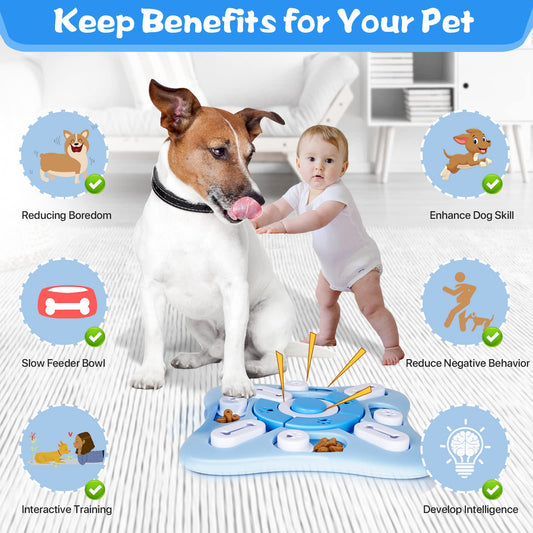 TBC PET Dog Puzzle Toy, Interactive Dog Toys Treat Puzzle Dispensing for Dogs Brain Stimulation IQ Training & Mental Enrichment, Squeaky Slow Feeder Advanced Level 2 in 1 for Small/Medium/Large Dogs