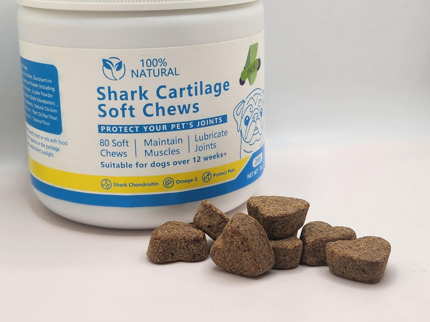 Jire'h Advance Dog Hip and Joint Supplement,80 Count, Chicken Flavored,Pain and Inflammation Relief Chews with Glucosamine, Chondroitin, MSM, Vitamin C, Omega 3, with Calcium from Shark Cartilage