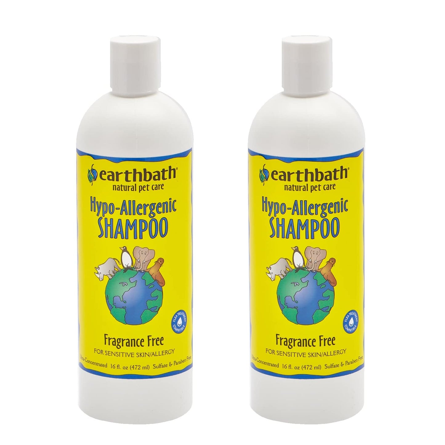 earthbath, Hypoallergenic Dog Shampoo - Fragrance Free Dog Shampoo for Allergies and Itching, Made in USA, Cruelty Free Dog Wash, Gentle Puppy Shampoo, Soothing Cat Shampoo - 16 oz (2 Pack)