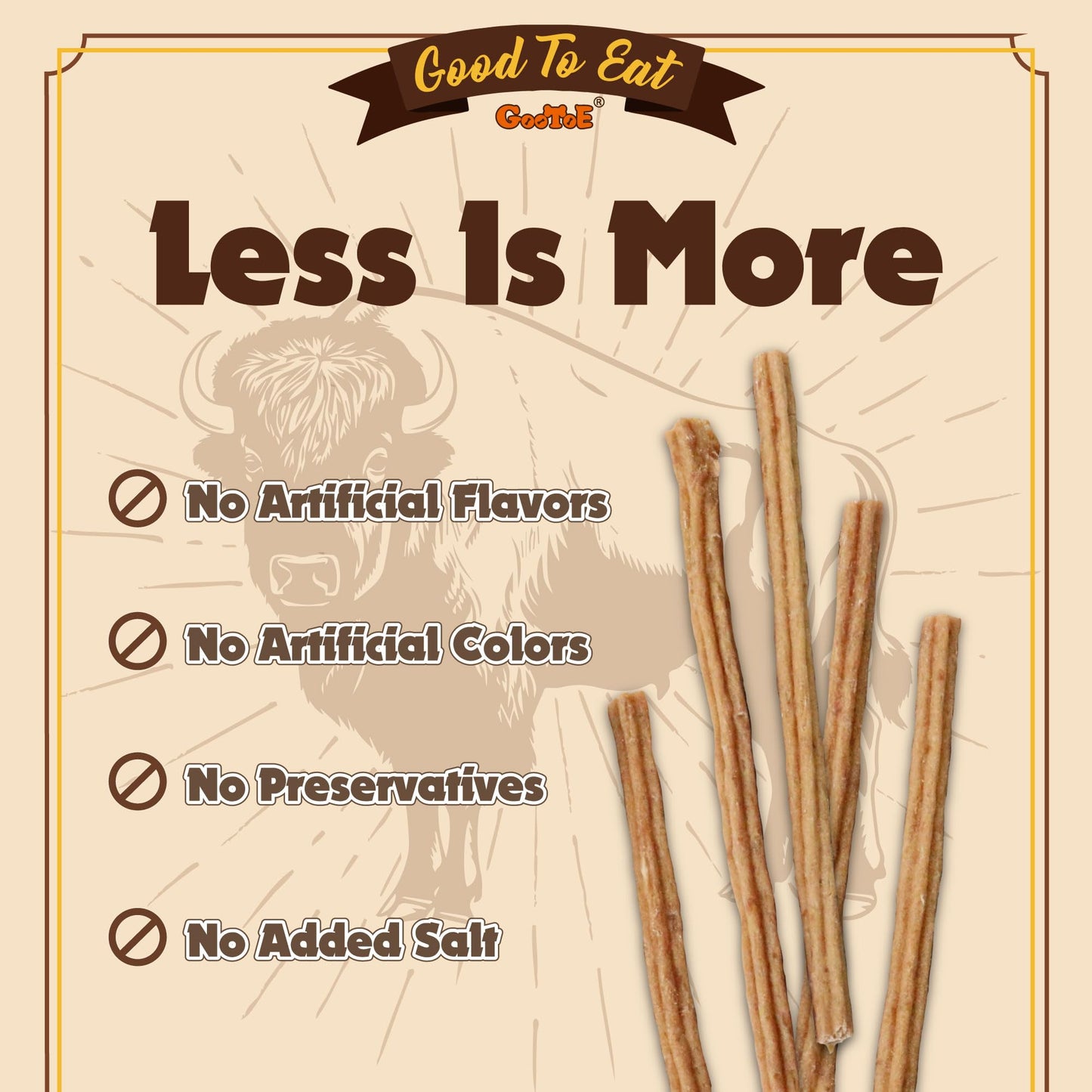 Gootoe Buffalo Dog Treats, Buffalo Bites Stick (Small) 8oz - Natural Low-Fat Chews for Training & Rewards, Limited Ingredient, Resealable Bag, Perfect for Small Dogs & Puppies