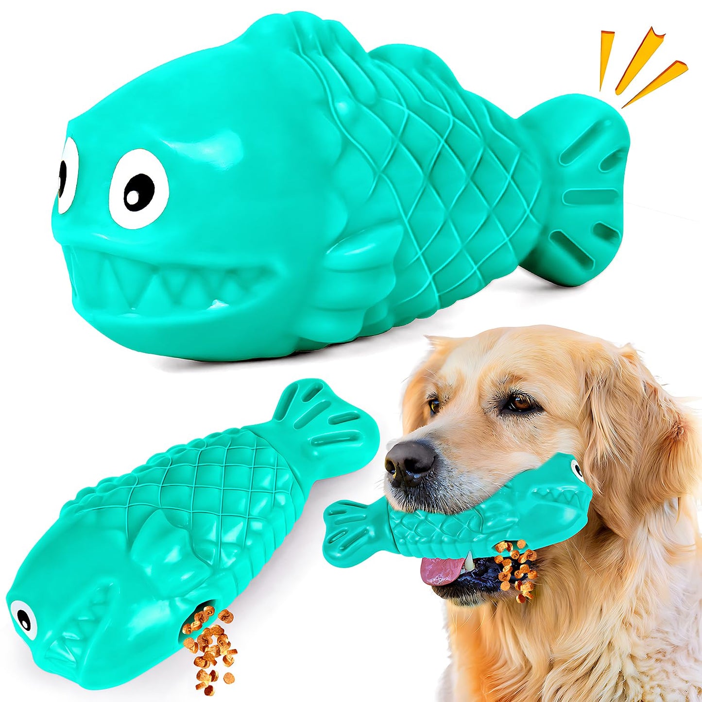Durable Dog Toys to Keep Them Busy - Tough Treat Dispensing Chew Toy with Bacon Flavor & Squeaker for Aggressive Chewers, Interactive Mental Stimulation for Large Breeds (Green)