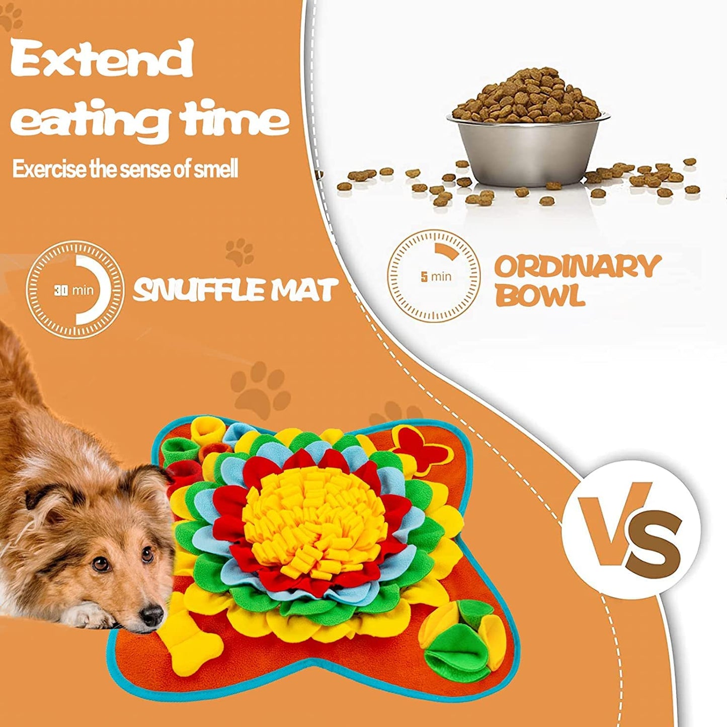Tesitehi Snuffle Mat for Dogs, 25"x 25" Activity Feeding Mat for Small and Medium Pets, Interactive Feed Game for Boredom, Slow Feeder Puzzle Toys for Training and Brain Stimulating