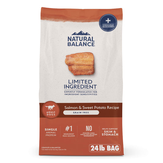 Natural Balance Limited Ingredient Adult Grain-Free Dry Dog Food, Salmon & Sweet Potato Recipe, 24 Pound (Pack of 1)