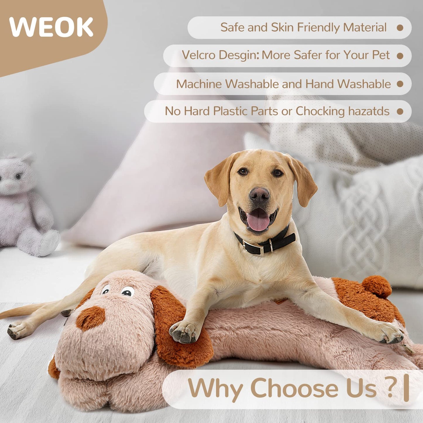 WEOK Heartbeat Replacement Soother Heartbeat Simulator for Reduce Pet Anxiety with Heartbeat Sound Machine, Puppy Heartbeat Toys Calming Separation Anxiety Relief Toys for Dogs