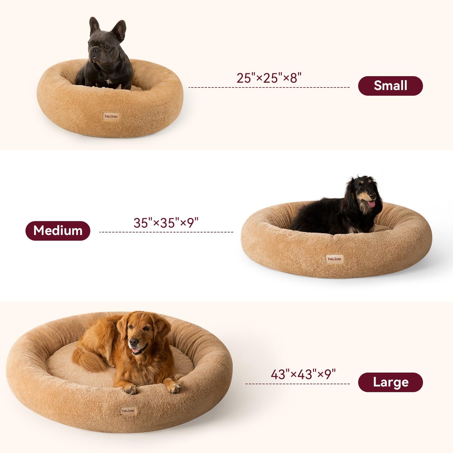 Calming & Cooling Donut Dog Bed for Medium Size Dog – Memory Foam Round Plush Pet Mat for Anti-Anxiety. Waterproof Comfort Pet Bed w/Faux Fur, Non-Slip Bottom & Removable Washable Cushion for Couches