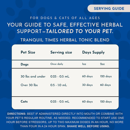 Animal Essentials Tranquility Blend for Dogs & Cats - Calming Supplement, Valerian Root, Liquid Drops, Herbal Formula - 1 Fl Oz