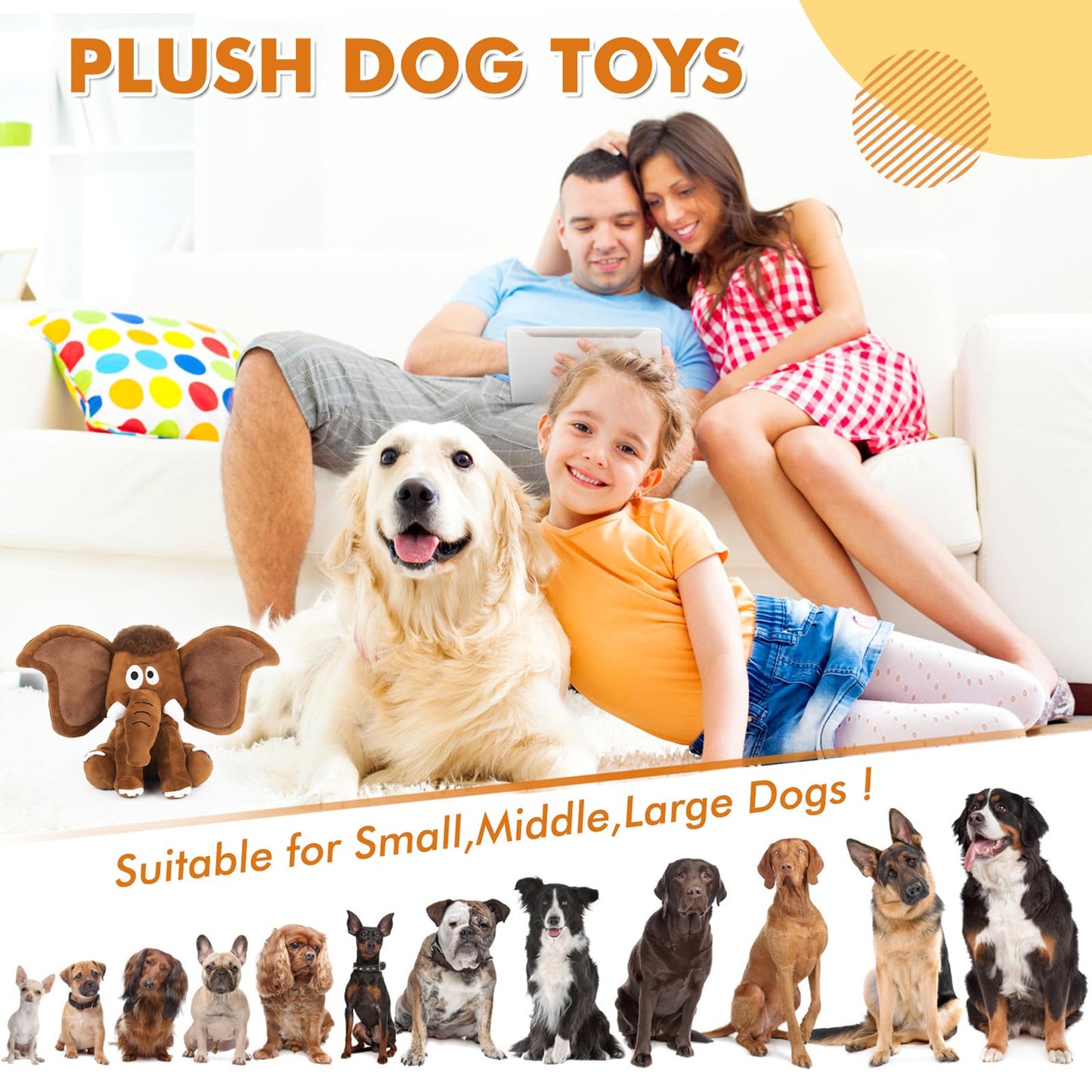 Letsmeet Interactive Plush Dog Squeaky Toys Fun Puppy Toy with Crinkle Paper for Interactive Chew and Play Beat Boredom with This Dog Puzzle Toy for Small Medium Large Dogs