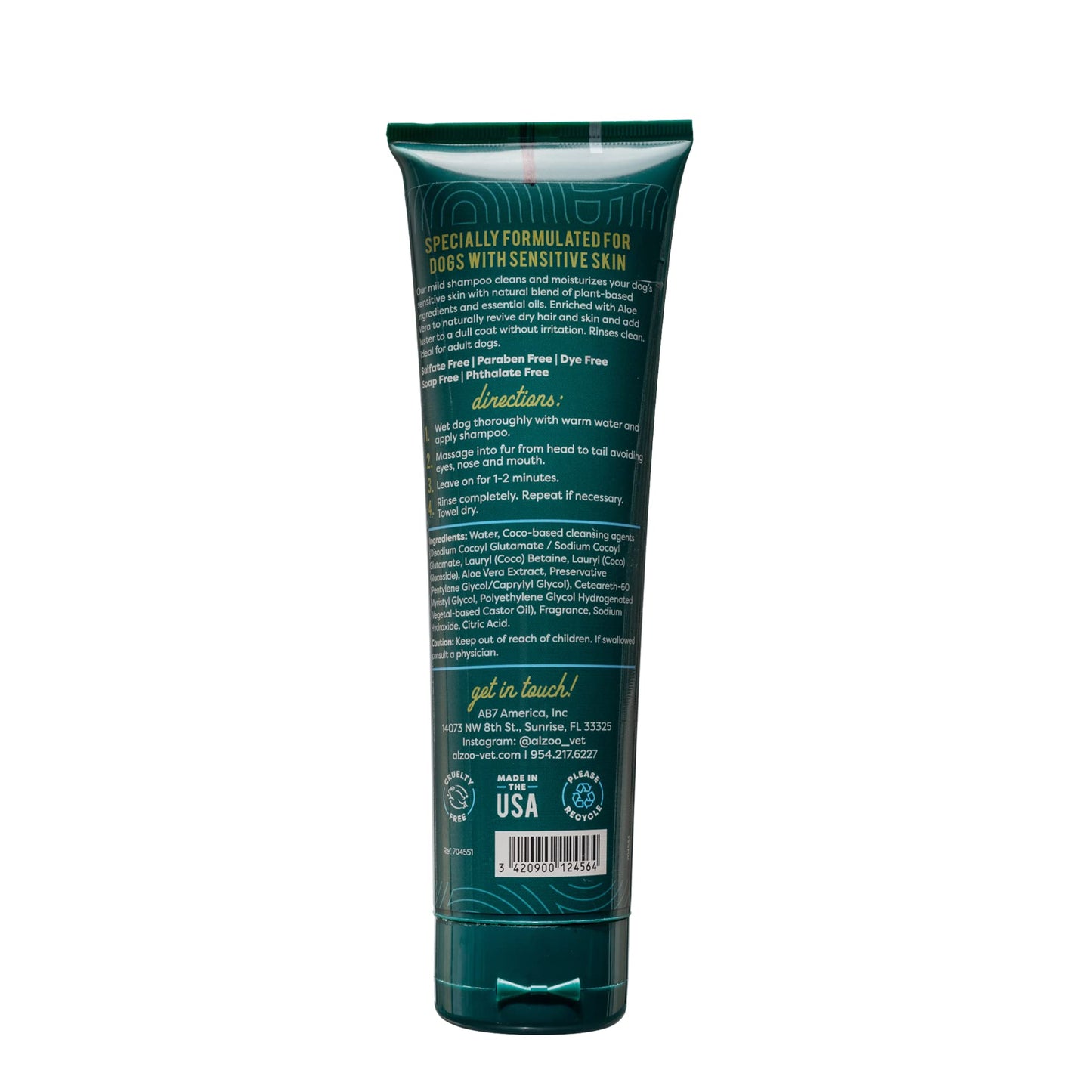 ALZOO Hypoallergenic Shampoo for Dogs, Specially Formulated for Dogs with Sensitive Skin, 100% Plant-Based Active Ingredients, Rice Milk Fragrance, Made in The USA, 8 Fl. Oz.