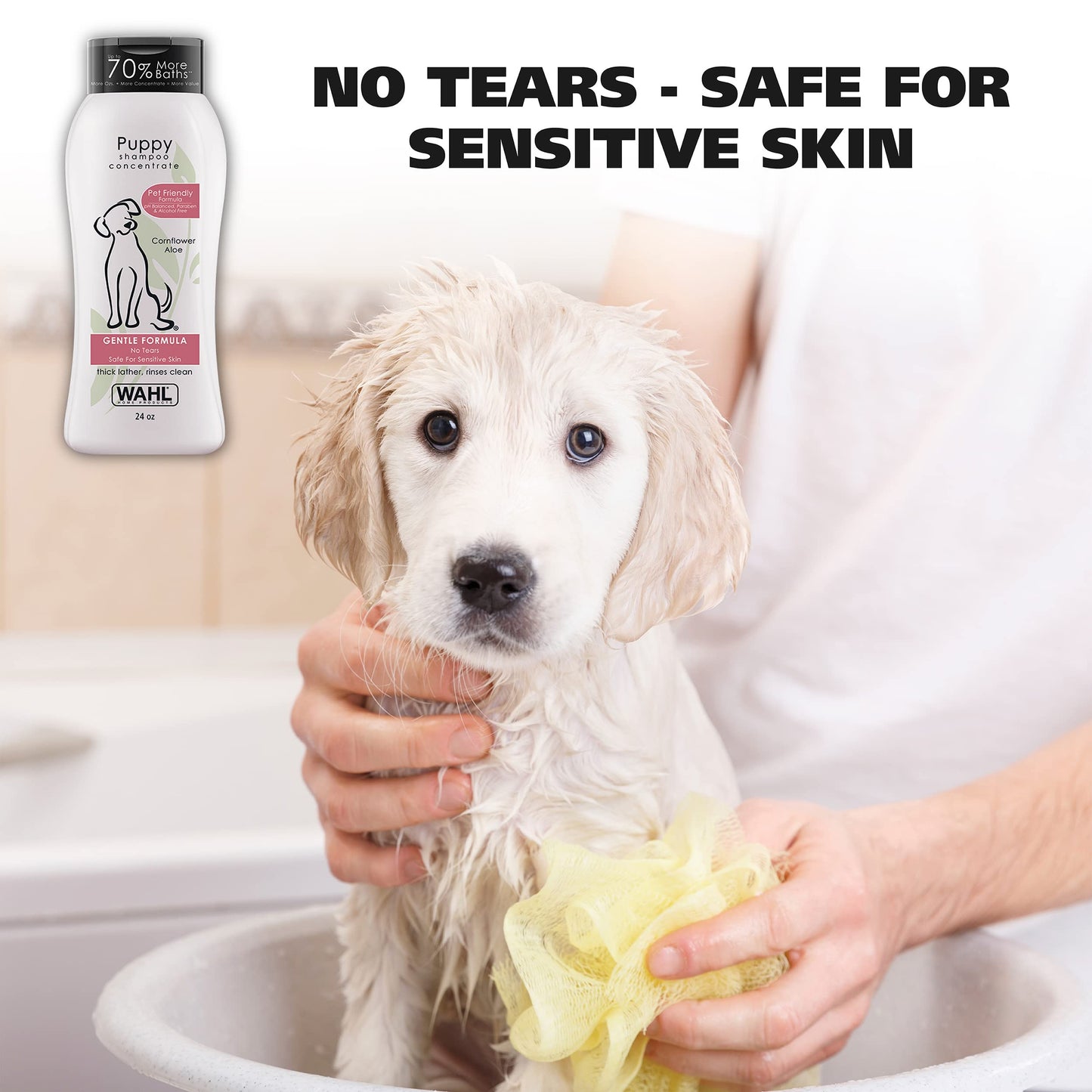 Wahl USA Gentle Puppy Shampoo for Pets – Cornflower Scent for Grooming Dirty Dogs - 24 Oz - Model 820002A