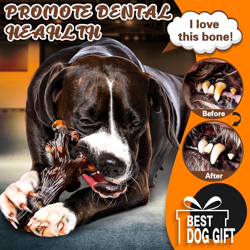 OSORD Dog Chew Toys for Aggressive Chewers 4 Pack, Indestructible Dog Toys, Bacon Flavor, Tough Nylon Bones to Keep Them Busy, Medium & Large Breed, Gifts for Dogs