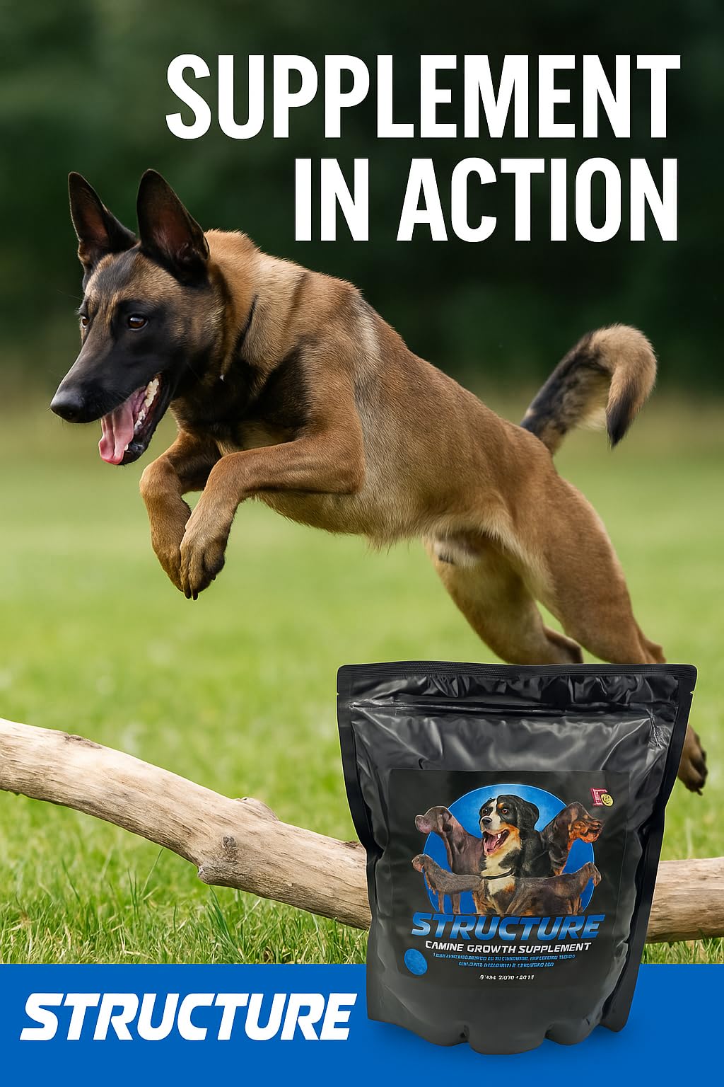 Structure by CPN – Puppy Growth Supplement – Supports Muscle, Bone & Immune Health – Human Grade Protein from Egg & Milk – with Probiotics, Enzymes & Omegas – for Puppies, Pregnant & Nursing Dogs