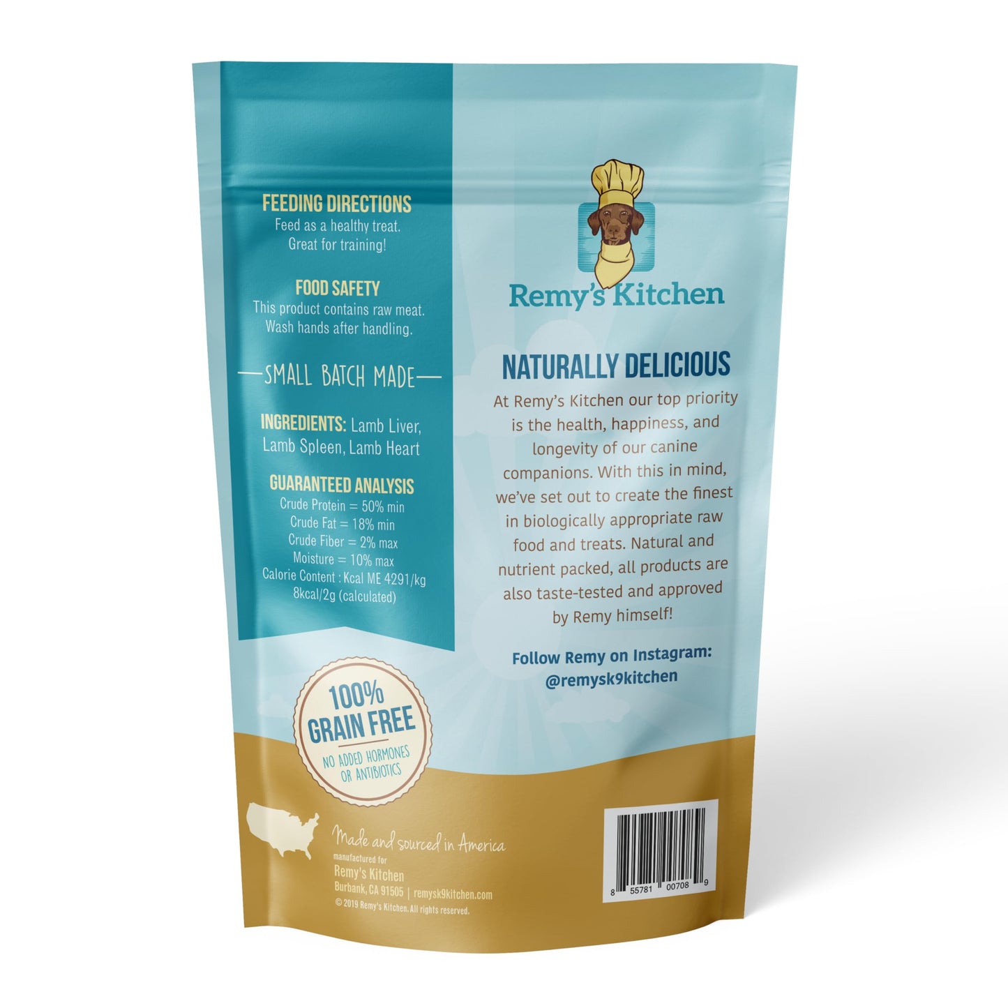 Remy’s Kitchen Lamb Meat Medley Freeze Dried Dog Treats USA Sourced and Small Batch Made - Human-Grade, All Natural Dog Treats Without Artificial Preservatives, Grain Free - 3 oz