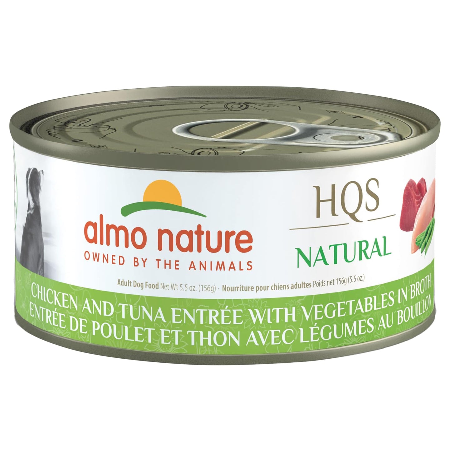 almo nature HQS Natural Wet Dog Food Chicken and Tuna Entrée, Grain Free, Additive Free, Low Fat, GMO Free, 5.5oz Pack of 12