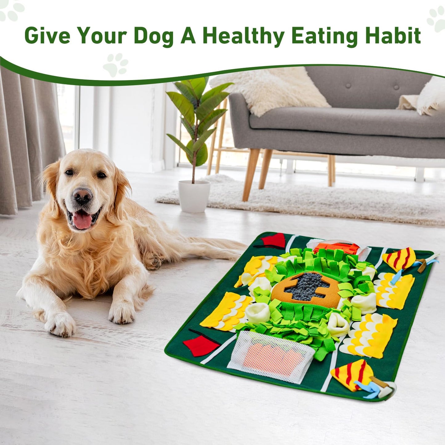 Aipawzz Snuffle Mat for Dogs Large Breed, 24''x32'' Interactive Sniff Mat for Dogs, Slow Feeder Dog Treat Mat for Smell Training and Mental Stimulation, Enrichment Feeding Game for All Breeds (Large)