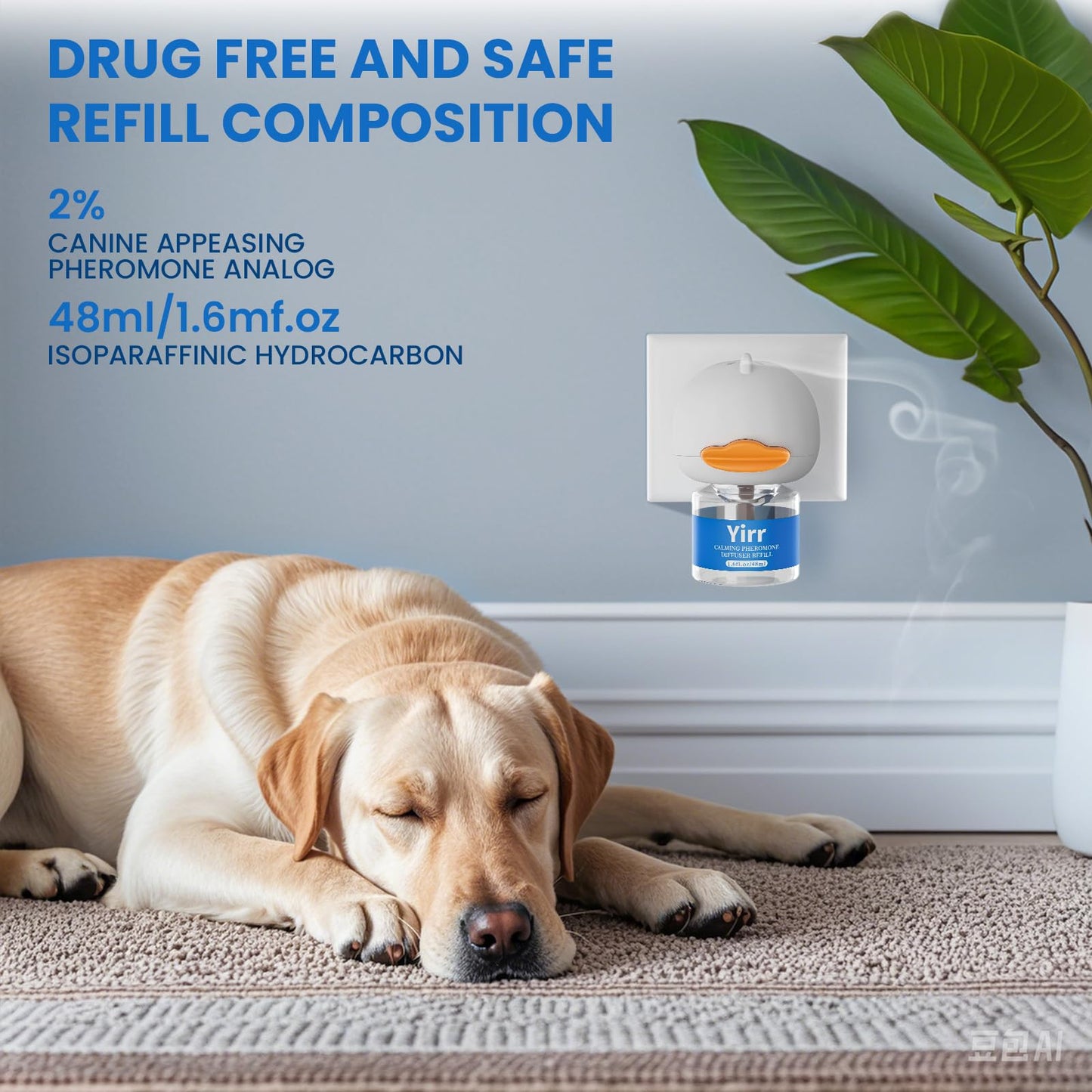 Yirr Dog Calming Diffuser, Dog Pheromones Calming Diffuser, Relaxing Pheromone for Dogs Relief Stress Anxiety Reduce Aggression Barking, Help Train Dog to Pee