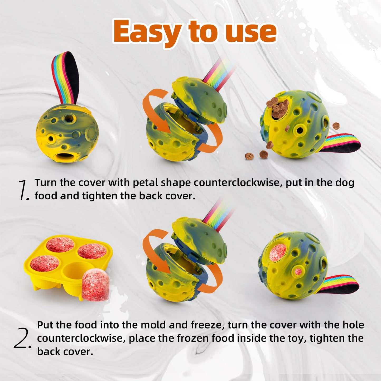 Interactive Dog Toys,3 in 1 Enrichment Toy,Dog Puzzle Toys Treat Dispensing,Fillable Frozen Mold,for Anxiety Relief and Keep Them Busy