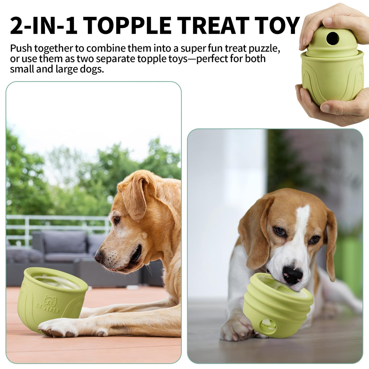 Bestalk Interactive Dog Toy, 2-in-1 Long-Lasting Treat Dispenser Dog Puzzle Feeder Toys, Stuffable Enrichment Freeze Lick Bowl for Boredom, Reduces Anxiety Silicone Fetch Catch Chew Toy