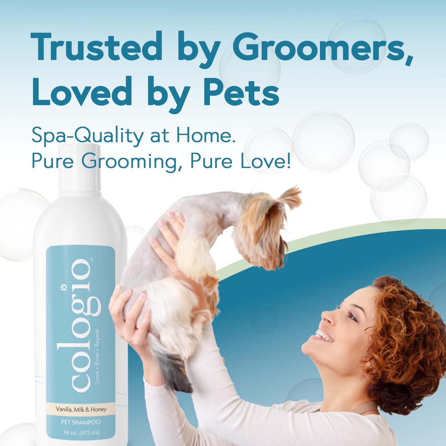 Cologio Moisturizing Dog Shampoo, Deodorizing Manuka Honey Vanilla Scented Pet Shampoo for Dogs, Made in USA Itchy Dry Skin Itch Relief Puppy Bath Soap for Sensitive Skin – Gentle, Cruelty-Free 16oz