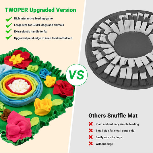 TWOPER Snuffle Mat for Dogs - Interactive Dog Toys to Keep Them Busy | Dog Puzzles Slow Feeder Bowl for Puppy Treat Lick Mat