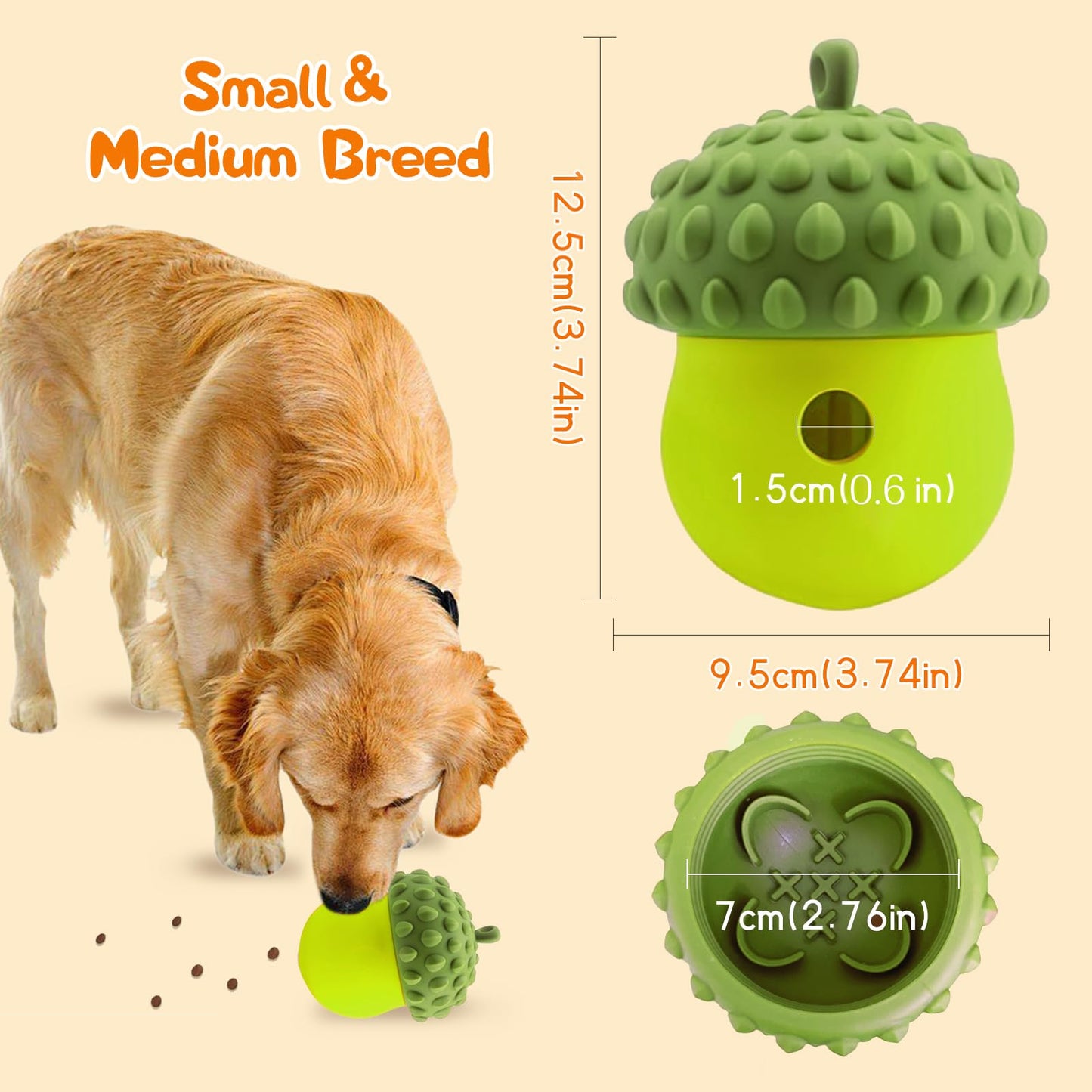 ZOURYNUA Interactive Dog Toys Detachable, Slow Feeder for Distraction Treat Dispensing Dog Toys for Fun and Enrichment, Small Medium Dogs (Green)