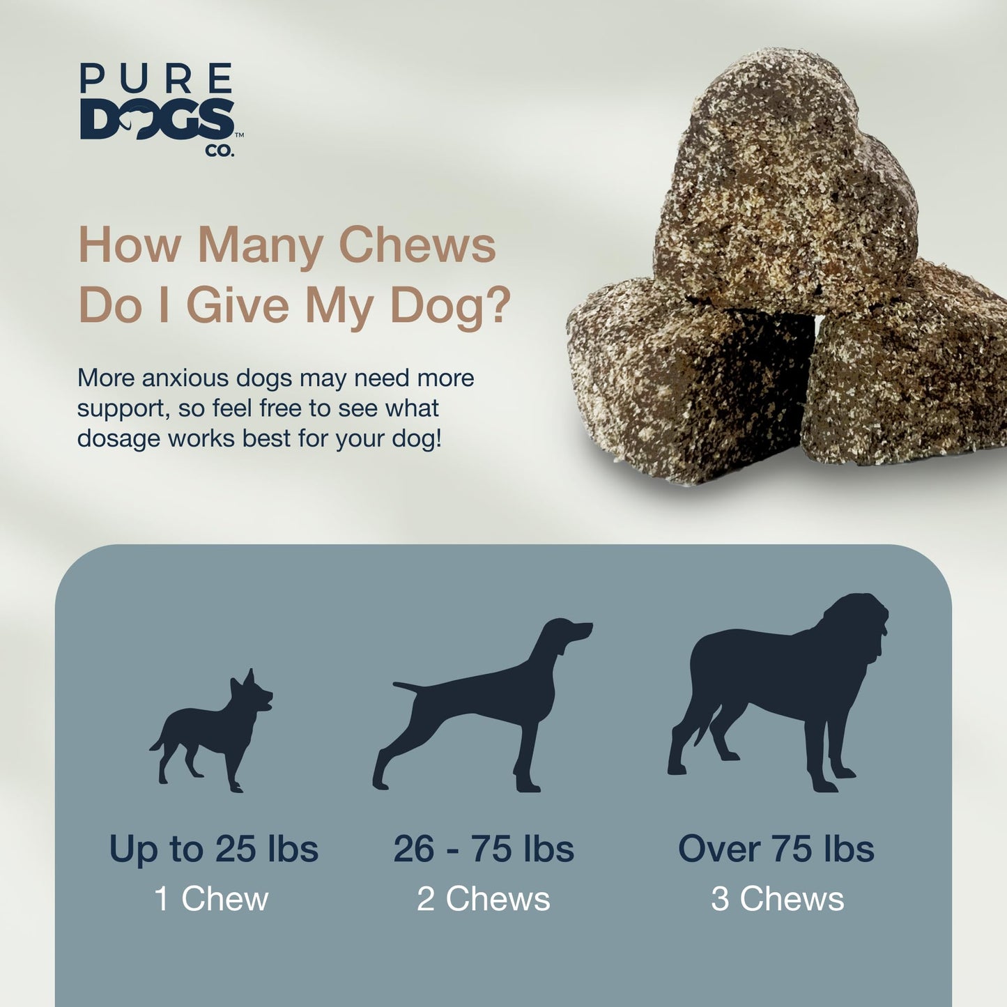 Pure Dogs Calming Chews for Anxiety & Stress Relief - Dog Treats with Organic Hemp & GABA - Soothe Scratching & Restlessness - 90 Calming Treats