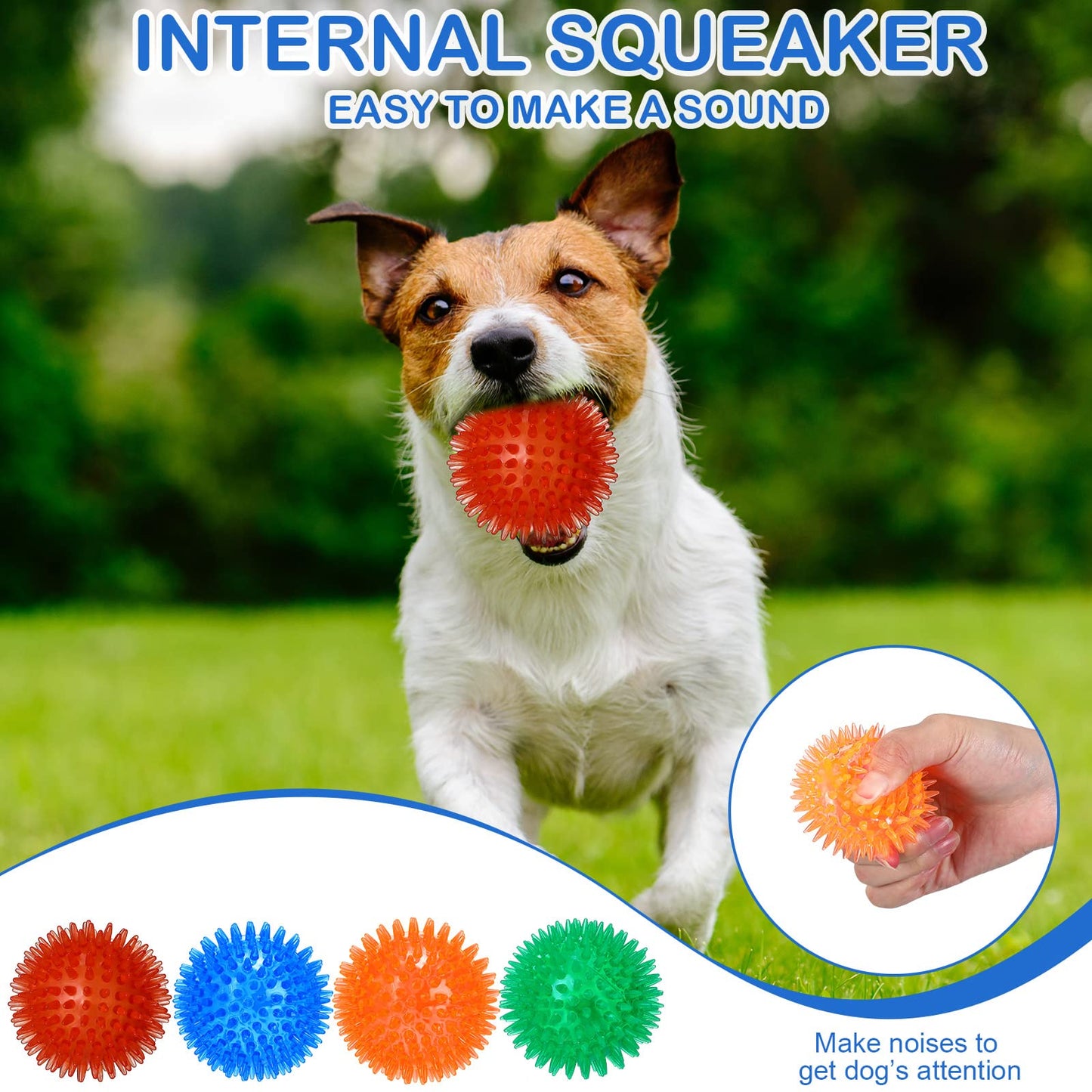 Hanaive 36 Pcs Squeaky Balls for Dogs Squeaky Dog Toys Bulk 2.5 Inch Spiky Pet Chew Balls Interactive Fetch Toys for Puppy Cleans Teeth and Training