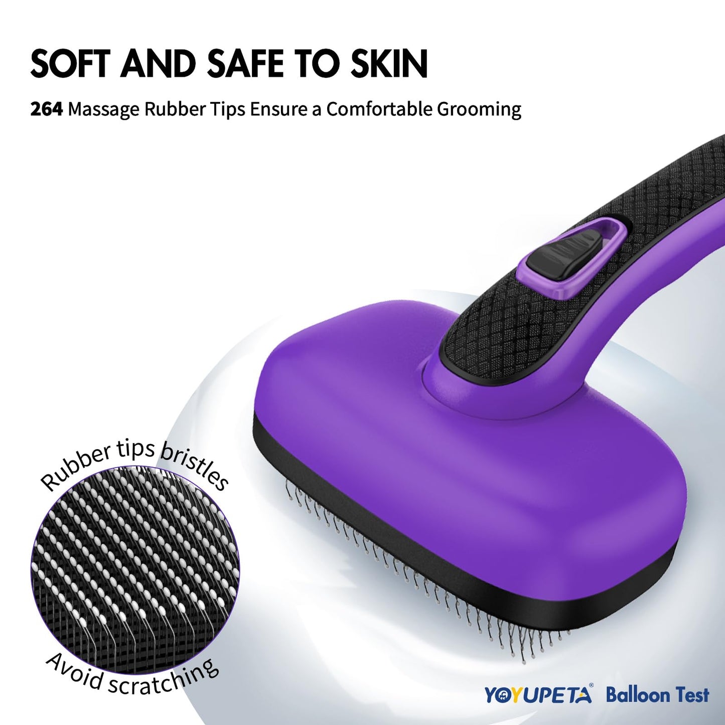 YOYUPETA Dog Brush Kit - Self-Cleaning Slicker Brush with Bath Brush & Undercoat Rake | Deshedding Tools for Large - Small Dogs & Cats, Professional 3-in-1 Pet Grooming Set for Heavy Shedding, Purple