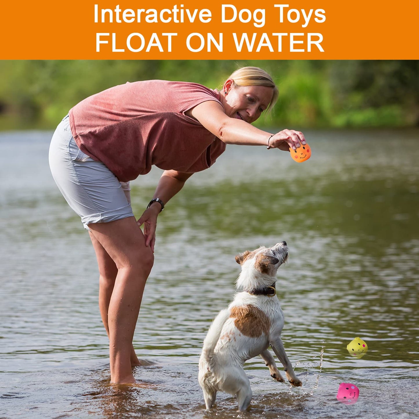 Coricorsu Squeaky Dog Toy Dog Squeaky Toys Chewing Durable Teething Latex Rubber Soft Interactive Fetch Play Dog Balls with Funny Piggy Face for Puppy Small Medium Pet Dog (6PCS)