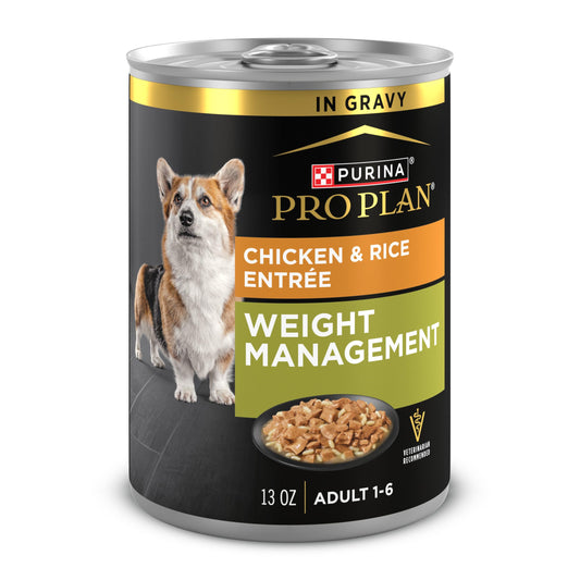 Purina Pro Plan Weight Management Wet Dog Food Chicken and Rice Entrée in Gravy - (Pack of 12) 13 oz. Cans
