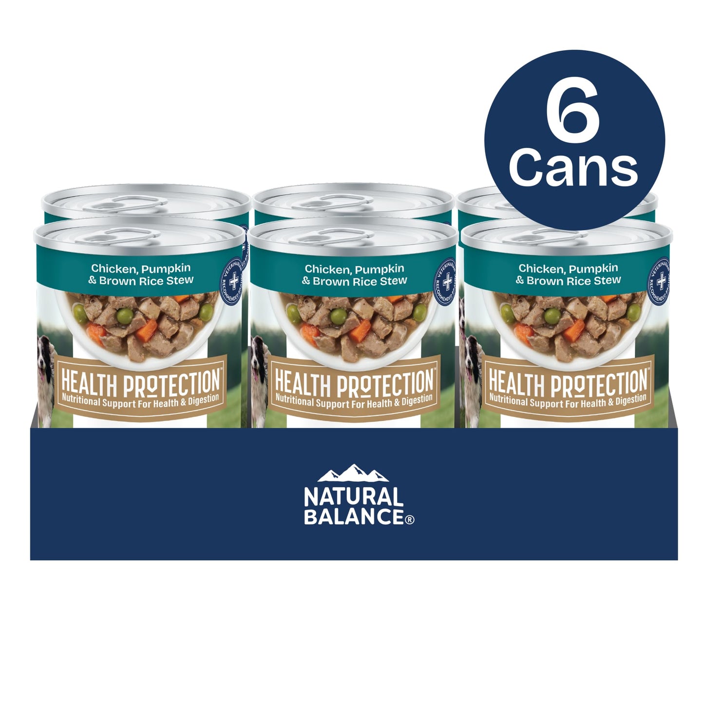 Natural Balance Health Protection Wet Dog Food – Whole Body Health, Easy on Digestion, Chicken, Pumpkin & Brown Rice Stew, Digestive Wellness Dog Food, High in Fiber - 12.5oz (Case of 6)